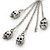 Silver Tone Gothic 'Multi Skull' Chain Dangle With Leverback Closure Earrings - 85mm Length - view 5