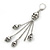 Silver Tone Gothic 'Multi Skull' Chain Dangle With Leverback Closure Earrings - 85mm Length - view 3