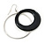 Black Enamel Double Hoop Earrings In Gold Plating - 70mm Length - view 5