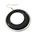 Black Enamel Double Hoop Earrings In Gold Plating - 70mm Length - view 6