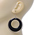 Black Enamel Double Hoop Earrings In Gold Plating - 70mm Length - view 4