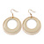 Cream Enamel Double Hoop Earrings In Gold Plating - 70mm Length - view 6