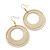 Cream Enamel Double Hoop Earrings In Gold Plating - 70mm Length