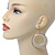 Cream Enamel Double Hoop Earrings In Gold Plating - 70mm Length - view 2