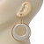 Cream Enamel Double Hoop Earrings In Gold Plating - 70mm Length - view 5