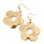 Polished Gold Plated 'Daisy' Floral Drop Earrings - 55mm Length