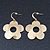 Polished Gold Plated 'Daisy' Floral Drop Earrings - 55mm Length - view 4