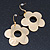 Polished Gold Plated 'Daisy' Floral Drop Earrings - 55mm Length - view 3