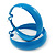 Medium Sky Blue Enamel Hoop Earrings - 45mm Diameter - view 2