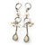 Vintage Inspired Beaded Linear Drop Earrings With Leverback Closure In Silver Tone - 65mm Length - view 7