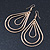 Gold Tone Teardrop Hoop Earrings - 80mm L - view 2