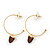 Medium Gold Plated Slim Hoop Earrings With Acorn Charm - 35mm Diameter