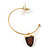Medium Gold Plated Slim Hoop Earrings With Acorn Charm - 35mm Diameter - view 5