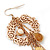 Gold Tone 'Wreath With Chain Dangles' Drop Earrings - 80mm Length - view 3