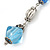 Long Blue Acrylic Bead Linear Drop Earrings In Antique Silver Metal - 75mm Length - view 6