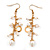 Gold Plated Acrylic Bead Chain Drop Earrings - 65mm Length - view 3