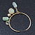 Medium Slim Gold Tone Hoop With Pale Green Bead Charm Earrings - 40mm Diameter - view 4