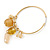 Gold Tone Hoop Earrings With Beaded Charms - 40mm D - view 5