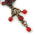 Vintage Inspired Red Enamel, Crystal, Bead Drop Earrings With Leverback Closure In Bronze Tone Metal - 65mm Length - view 6