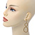 Gold Plated Round Link Drop Earrings With Leverback Closure - 70mm Length - view 4