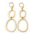 Gold Plated Round Link Drop Earrings With Leverback Closure - 70mm Length