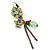 Light Green Enamel, Crystal Flower & Butterfly Drop Earrings With Leverback Closure In Burn Gold Tone - 55mm Length - view 3