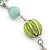 Long Light Green Fabric, Light Blue Glass Bead Chain Dangle Earrings In Silver Tone - 11cm Length - view 4