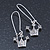 Silver Plated Crystal 'Crown' Drop Earrings - 45mm Length - view 7