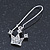 Silver Plated Crystal 'Crown' Drop Earrings - 45mm Length - view 2