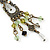 Vintage Inspired Bronze Tone Olive Green Acrylic Bead Chandelier Earrings - 70mm Length - view 4