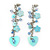 Light Blue Sequin Bead, Shell Flower, Heart Chain Drop Earrings In Silver Tone - 75mm Length