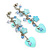 Light Blue Sequin Bead, Shell Flower, Heart Chain Drop Earrings In Silver Tone - 75mm Length - view 5