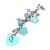 Light Blue Sequin Bead, Shell Flower, Heart Chain Drop Earrings In Silver Tone - 75mm Length - view 9