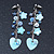 Light Blue Sequin Bead, Shell Flower, Heart Chain Drop Earrings In Silver Tone - 75mm Length - view 2