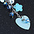 Light Blue Sequin Bead, Shell Flower, Heart Chain Drop Earrings In Silver Tone - 75mm Length - view 7
