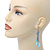Light Blue Sequin Bead, Shell Flower, Heart Chain Drop Earrings In Silver Tone - 75mm Length - view 3