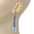 Light Blue Sequin Bead, Shell Flower, Heart Chain Drop Earrings In Silver Tone - 75mm Length - view 4