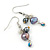 Black, Purple Cluster Freshwater Pearl Drop Earrings In Silver Tone - 40mm L - view 4