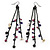 Long Black Tone Chain Dangle Earrings With Purple Acrylic Beads - 13cm Length
