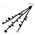 Long Black Tone Chain Dangle Earrings With Purple Acrylic Beads - 13cm Length - view 2