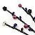 Long Black Tone Chain Dangle Earrings With Purple Acrylic Beads - 13cm Length - view 4