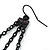 Long Black Tone Chain Dangle Earrings With Purple Acrylic Beads - 13cm Length - view 5