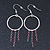 Purple Crystal Dangle Hoop Earrings In Silver Tone - 75mm Length - view 9