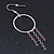 Purple Crystal Dangle Hoop Earrings In Silver Tone - 75mm Length - view 5