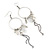 Long Antique Silver Tone Bead, Chain Charm Hoop Earrings - 12cm Length - view 8