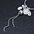 Long Antique Silver Tone Bead, Chain Charm Hoop Earrings - 12cm Length - view 7