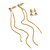 Gold Plated Tassel Drop & Crystal Stud Earring Set - 10cm Length