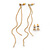 Gold Plated Tassel Drop & Crystal Stud Earring Set - 10cm Length - view 6