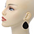Black Enamel Teardrop Earrings In Silver Tone - 50mm Length - view 6