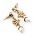 Vintage Inspired Swallow With Freshwater Pearl Drop Earrings In Gold Tone - 35mm Length - view 5